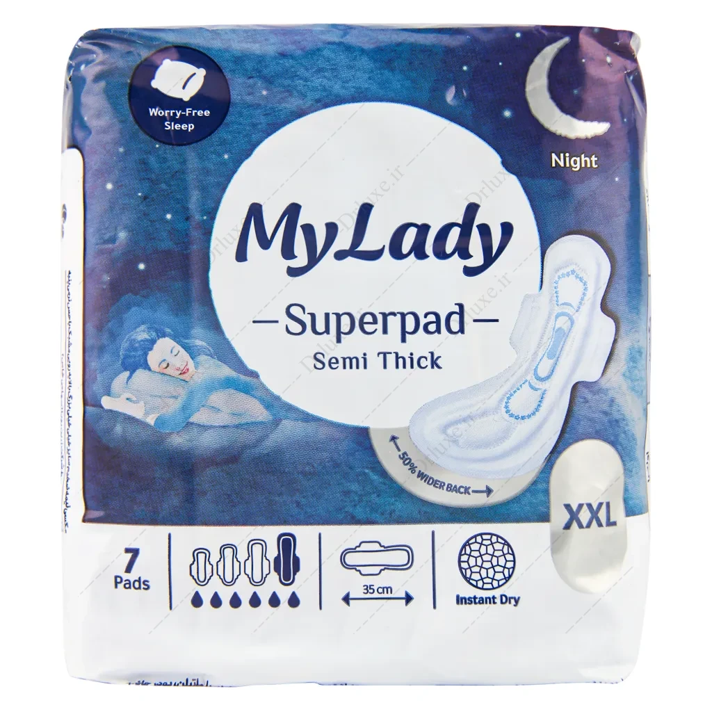 نوار بهداشتی بالدار مای لیدی نیمه ضخیم مشبک مدل سوپر پد 7 عدد